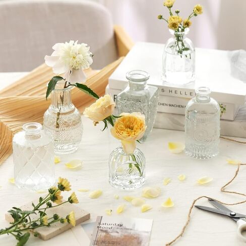 ZYX&CYX Glass Bud Vase Set of 10 Pcs，Small Glass Vases for Flowers，Clear Bud Vases in Bulk，Vintage Vases for Centerpieces，Small Glass Bud Vase for Wedding Decorations，Home Table Flower Décor in Saudi Arabia