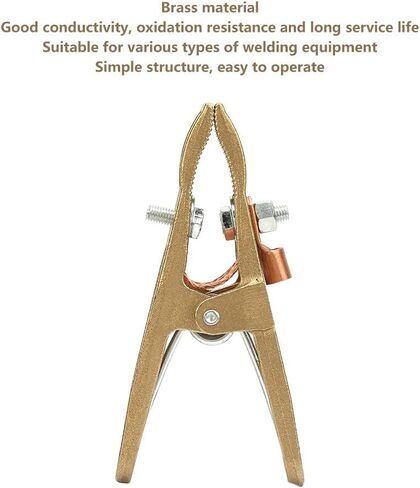 260/500A Welding Ground Clamp, Brass A-shape Ground Welder Ground Clamp Welder Earth Ground Cable Copper Grip Clip Clamp for Welding Machine (260A) in Saudi Arabia