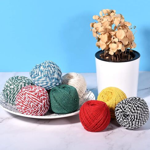 MECCANIXITY Twine Packing String Wrapping Cotton Twine 75M/82 Yard Green and White Rope for Gift Wrapping, Christmas Twine in Saudi Arabia