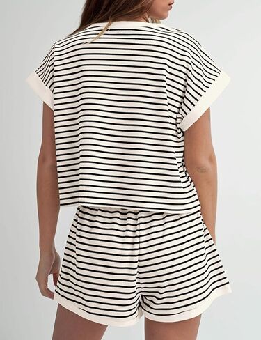 MISSACTIVER 2 قطعة صالة مجموعة المرأة شريط متماسكة قصيرة الأكمام تي شيرت السراويل الصيف غير رسمية المتسكعون السراويل مجموعات in Kuwait