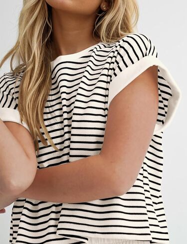 MISSACTIVER 2 قطعة صالة مجموعة المرأة شريط متماسكة قصيرة الأكمام تي شيرت السراويل الصيف غير رسمية المتسكعون السراويل مجموعات in Kuwait