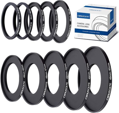 9Pcs 82mm Filter Ring Adapter Set,Metal Step Down Ring for All Brands UV ND CPL 82-46mm,82-49mm,82-52mm,82-55mm,82-58mm,82-62mm,82-67mm,82-72mm,82-77mm in Saudi Arabia