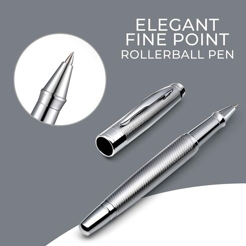 ZenZoi Executive Pen – Elegant Blue Rollerball Pen. Premium Fine Point Smooth Writing Roller Pen Gel Ink. Fancy, Luxury Pen for Men, Women. Refillable, Business, High End Pen Gift Set in Saudi Arabia