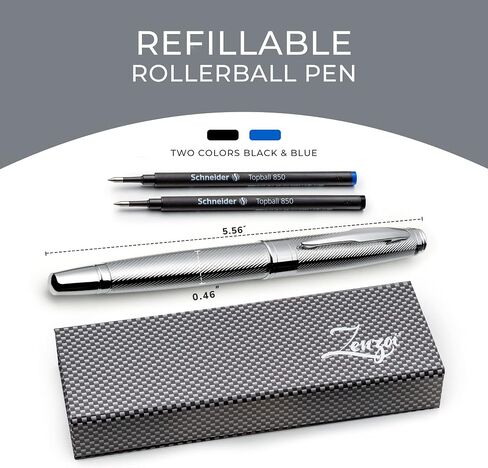 ZenZoi Executive Pen – Elegant Blue Rollerball Pen. Premium Fine Point Smooth Writing Roller Pen Gel Ink. Fancy, Luxury Pen for Men, Women. Refillable, Business, High End Pen Gift Set in Saudi Arabia