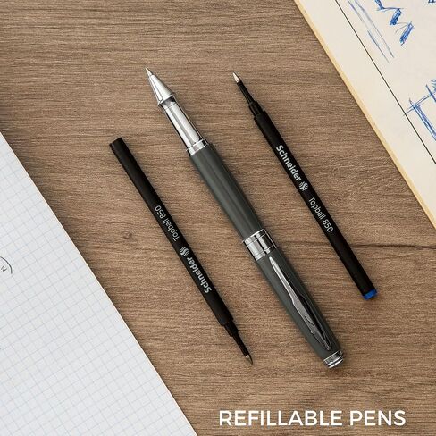 القلم التنفيذي - قلم الكرة الدوارة الفضي الأنيق. حبر جل شنايدر ذو نقطة دقيقة للكتابة بسلاسة. قلم فاخر وفاخر للرجال والنساء. مجموعة هدايا أقلام Chrome، Premium، Business، High End Pen in Kuwait