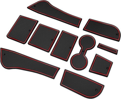 Fit for Volkswagen Jetta 2013-2018 Accessories, Upgraded Custom Non-Slip Cup Holder Inserts, Center Console Liners, Door Pocket Pads, Interior Anti-Dust Liner Mats (10-PCS, Red Trim) in Saudi Arabia