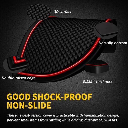 Fit for Volkswagen Jetta 2013-2018 Accessories, Upgraded Custom Non-Slip Cup Holder Inserts, Center Console Liners, Door Pocket Pads, Interior Anti-Dust Liner Mats (10-PCS, Red Trim) in Saudi Arabia