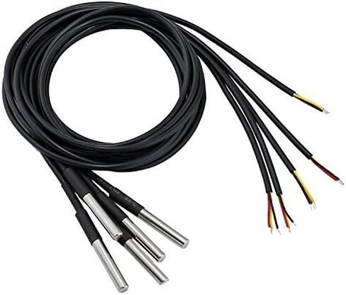 ELENKER DS18B20 مستشعر درجة الحرارة مقاوم للماء مسبار حراري رقمي 1 متر (عبوة من 5 قطع) in Kuwait