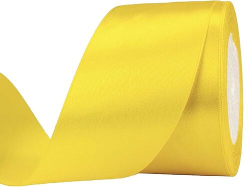 AKOAK 2 Inches 25 Yard Satin Ribbon, Craft Fabric Ribbon, Perfect for Wedding, Bouquets, Handmade Bows and Gift Wraping (Yellow) in Saudi Arabia