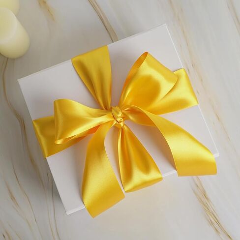 AKOAK 2 Inches 25 Yard Satin Ribbon, Craft Fabric Ribbon, Perfect for Wedding, Bouquets, Handmade Bows and Gift Wraping (Yellow) in Saudi Arabia