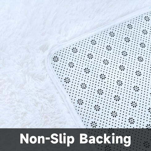 Area Rug 8x10 Feet High Pile Boho Area Rug Thickened Non-Slip Backing Shaggy Fluffy Rugs for Indoor Floor Carpet for Bedroom Living Room Dorm Office Kids Dark White in Saudi Arabia