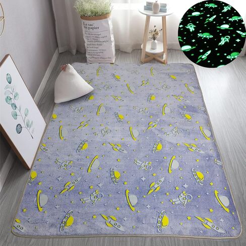 Luminous Area Rug Glow in The Dark for Bedroom Living Room, Unique Soft Washable Modern Indoor Rugs for Children Dorm Home Decor, Blue Galaxy 2x4 Feet in Saudi Arabia