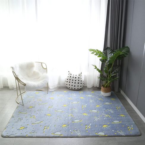 Luminous Area Rug Glow in The Dark for Bedroom Living Room, Unique Soft Washable Modern Indoor Rugs for Children Dorm Home Decor, Blue Galaxy 2x4 Feet in Saudi Arabia