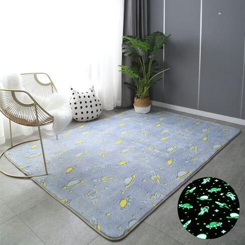 Luminous Area Rug Glow in The Dark for Bedroom Living Room, Unique Soft Washable Modern Indoor Rugs for Children Dorm Home Decor, Blue Galaxy 2x4 Feet in Saudi Arabia