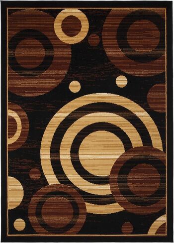 Antep Rugs Kashan King Collection Galaxy Geometric Polypropylene Indoor Area Rug (Black/Beige, 5' x 7') in Saudi Arabia