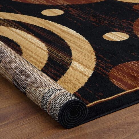 Antep Rugs Kashan King Collection Galaxy Geometric Polypropylene Indoor Area Rug (Black/Beige, 5' x 7') in Saudi Arabia