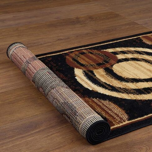 Antep Rugs Kashan King Collection Galaxy Geometric Polypropylene Indoor Area Rug (Black/Beige, 5' x 7') in Saudi Arabia