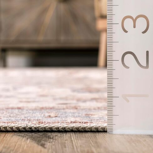 سجادة NuLOOM Gemma قابلة للغسل في الغسالة، سجادة رفيعة للغاية ذات زهور انتقالية، مقاس 2' 6'' x 8'، بيج in Saudi Arabia