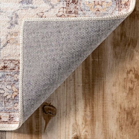 سجادة NuLOOM Gemma قابلة للغسل في الغسالة، سجادة رفيعة للغاية ذات زهور انتقالية، مقاس 2' 6'' x 8'، بيج in Saudi Arabia