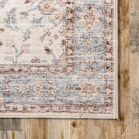 سجادة NuLOOM Gemma قابلة للغسل في الغسالة، سجادة رفيعة للغاية ذات زهور انتقالية، مقاس 2' 6'' x 8'، بيج in Saudi Arabia