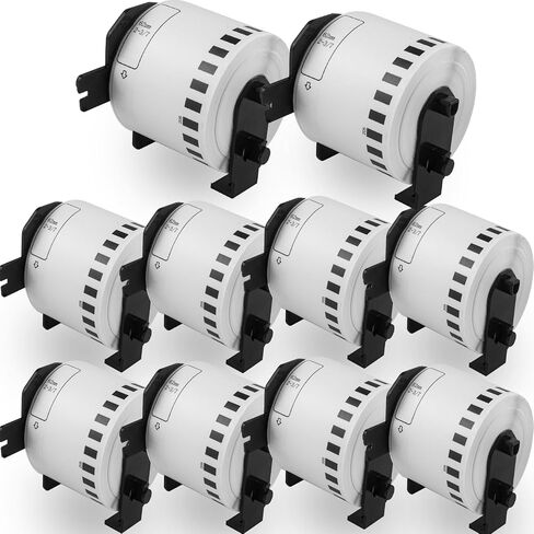 10 Rolls DK-2205 (2.4" X 100 Ft) Compatible Continuous Labels Replacement for Brother DK-2205, Use with Brother QL Label Printers -DK22205Labels [10 Rolls + 10 Frame] in Saudi Arabia