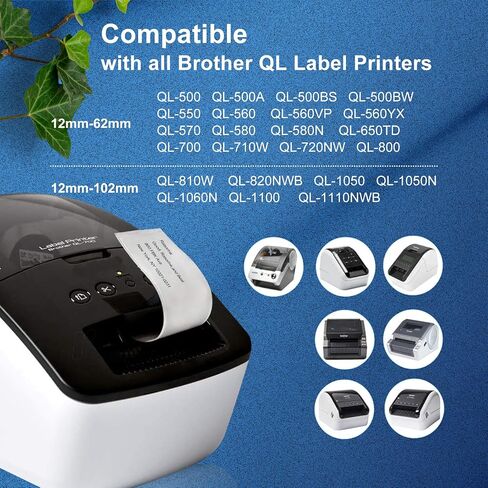 10 Rolls DK-2205 (2.4" X 100 Ft) Compatible Continuous Labels Replacement for Brother DK-2205, Use with Brother QL Label Printers -DK22205Labels [10 Rolls + 10 Frame] in Saudi Arabia