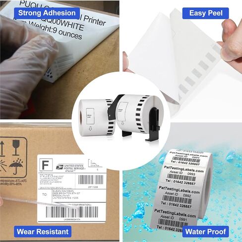 10 Rolls DK-2205 (2.4" X 100 Ft) Compatible Continuous Labels Replacement for Brother DK-2205, Use with Brother QL Label Printers -DK22205Labels [10 Rolls + 10 Frame] in Saudi Arabia