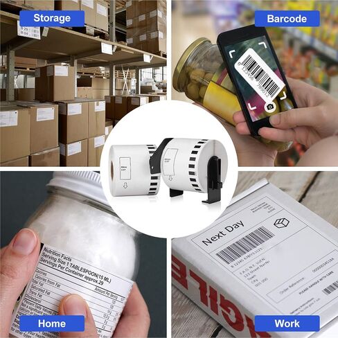 10 Rolls DK-2205 (2.4" X 100 Ft) Compatible Continuous Labels Replacement for Brother DK-2205, Use with Brother QL Label Printers -DK22205Labels [10 Rolls + 10 Frame] in Saudi Arabia