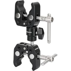 CAMVATE Double Super Crab Gripper Clamps with Adjustable 1/4"-20 Ball Head Holder Adapter for Photographic Devices - 3085