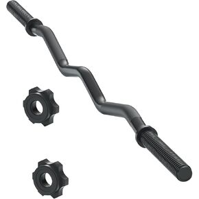 47" EZ Curl Bar Weight Lifting Bar 1-inch Curling Bars for Weight lifting with 2 Star Collars Star-nuts (220lb Weight Capacity) for Hip Thrusts Squats Lunges for Gym and Home