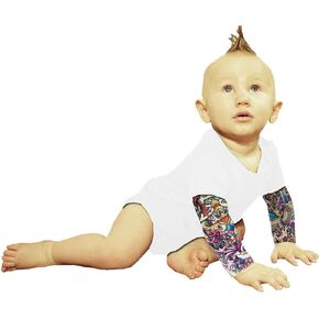 Wild Rose Baby Boy Tattoo Sleeve Shirt Bodysuit, Salvation, White