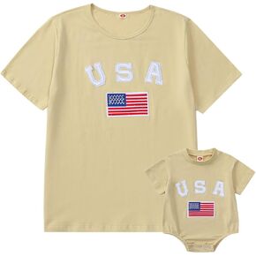 Family Matching Outfits Mommy and Me Shirts Short Sleeve Letter Print Pullover Tops Baby Summer Clothes