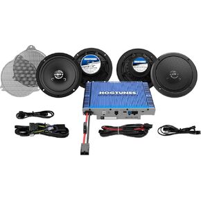 Hogtunes QC ULTRA 4-RM مع مضخم صوت RMS بقدرة 300 واط، ومكبرات صوت أمامية وخلفية 6.5 بوصة (4 عبوات)، تناسب دراجات هارلي ديفيدسون 2014-2024