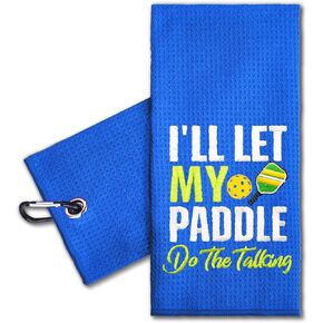 Let My Paddle Do The Talking Embroidered Pickleball Sports Towel with Clip. Funny Pickleball Gifts for Men Women Pickleball Lover, Birthday Retirement Mother's Day
