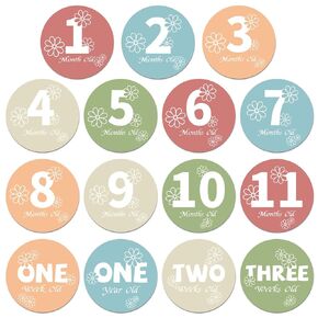 15pcs Baby Monthly Cards, Double Sided Baby Announcement Sign Cards Baby Month Signs Newborn for 1st Birthday Party Decorations (5 Colors)
