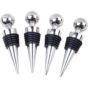 4 Pcs Silver Ball Red Wine Stopper, Keeping Your Wine Fresh, Widely Used for Party Wine Stopper and Decoration, also Good Gifts for Party Favors (4)