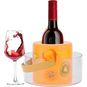 Ice Molds, Ice Bucket Mold With Container,Wine Bottle Chiller,Champagne Bucket Ice Mold, Flower/Fruits/Any Decoration to DIY For Special Parties/Bar/Holiday/Wedding,Red Wine Ice Mold
