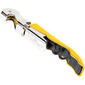 Pulltap's Double-Hinged Waiters Corkscrew, Wine Opener and Foil Cutter, Beer Bottle Opener, Yellow