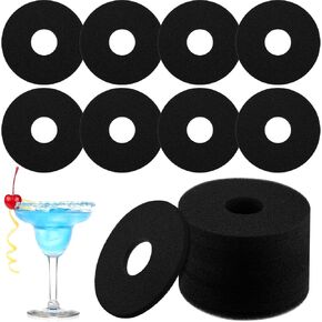 30 Pcs Bar Rimmer Sponges Replacement 5.75 Inch Glass Rimmer Sponges Bartender Tool Sponge Bar for Cocktails Margarita Salter Lime Juice Trays Accessories Supplies, Black