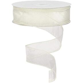Sheer Organza Ribbon, Wired Edge - 50 Yards (Grey, 1.5 Inch)