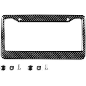 1Pcs License Plate Frame for Tesla,Real Carbon Fiber License Plate Holder Bracket Set Car Accessories Suitable for All Models(Glossy Red Type B)