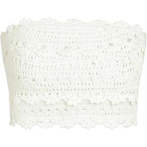 CIDER Santorini Beach Vacation Hollow Out Knitted Crop Tube Top