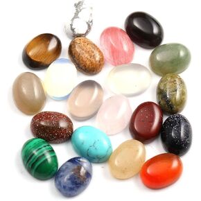 20 Pieces CAB Cabochon Beads, Natural Stones Beads for Jewelry Making Natural Stone Oval Random Color Beads Crystal Quartz Stone for Jewelry DIY Size 6x8 mm