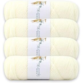 Yarn for Crocheting, Soft Crochet Yarn Knitting Yarn for Hand Knitting & Knitting Machine, Fluff Elastic Velvet Yarn for Crochet & Knitting & Craft Projects, 4 Skeins, 75g/Skein (Beige)