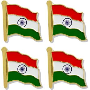 4 Pack India Flag Lapel Pin - Indian Flags Pins Lapel Hat Backpacks Suit Decoration & Men Women Waving Patriotic Enamel Metal Badge Souvenir