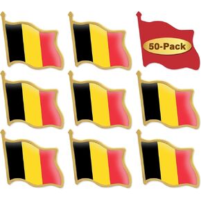 12/24/50/100Pcs Belgium Flag Lapel Pins Bulk - Metal Belgian Brooch Badge Souvenir for Men Women Clothes Bags Hats