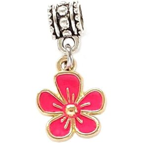 Dangle Pink Flower Charm Bead
