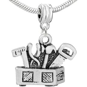 Sexy Sparkles Workers Tool Box Dangle Bead for Snake Chain Charm Bracelet