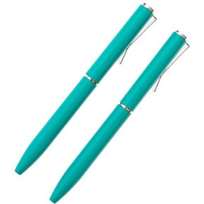 NarwhalCo Set of 2 Teal Small Pens (3.35") with Black Ink for Pocket, Wallet, Planner, Purse or Passport
