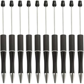 12 Pcs Plastic Beadable Pens Bead Ballpoint Pen Black Ink Beaded Pens Diy Pens Cute Cool Pens for Students Teacher Red